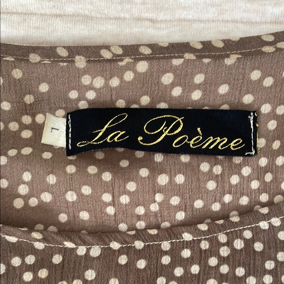 Taupe and Cream Polka Dot Top - Picture 3 of 7